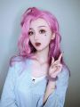 LOL KDA BADDEST Seraphine Pink Mixed Purple Long Cosplay Wigs