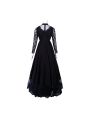 Black Sexy Gothic Victorian Elegant Dress With Waistband Cosplay Costumes-4