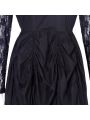 Black Sexy Gothic Victorian Elegant Dress With Waistband Cosplay Costumes-6