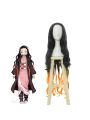 Blade of Demon  Kimetsu no Yaiba Nezuko Kamado Black Brown Long Wave Cosplay Wigs