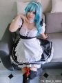 Game Genshin Impact Eula Blue Mixed White Cosplay Wigs