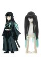 Demon Slayer Tokitou Muichirou Long Straight Green Mixed Black  Cosplay Wigs