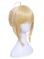 Fate Go Saber Artoria Pendragon Synthetic Short Blonde Cosplay Wigs