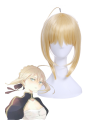 Fate Go Saber Artoria Pendragon Synthetic Short Blonde Cosplay Wigs