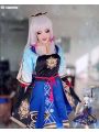 Game Genshin Impact Ayaka Gray Mixed Blue Long Ponytail Cosplay Wigs