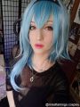 Game Genshin Impact Eula Blue Mixed White Cosplay Wigs