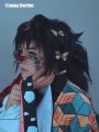 Demon Slayer / Kimetsu no Yaiba Tomioka Giyuu Black Long Cosplay Wigs