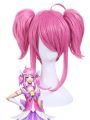 Game LOL Star Guardian Champion Lux Pink Short Cosplay Wigs with Ponytails