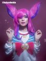 LOL Star Guardian Xayah Pink Mixed Purple Long Cosplay Wigs