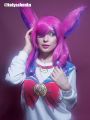 LOL Star Guardian Xayah Pink Mixed Purple Long Cosplay Wigs