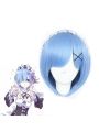 ReZERO -Starting Life in Another World Rem Anime Cosplay Wigs Synthetic Wigs Short Light Blue Bob Hair Wigs