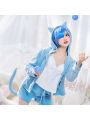 ReZERO -Starting Life in Another World Rem Ram Cat Pajamas 2 Colors Daily Cosplay Costume