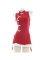 Sexy Backless Red Plush Cheongsam Cosplay Costume