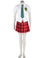 White shirt and red skirt