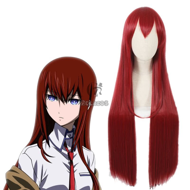 100 cm Long Steins;Gate 0 Kurisu Makise Anime Crimson Straight Cosplay Wigs