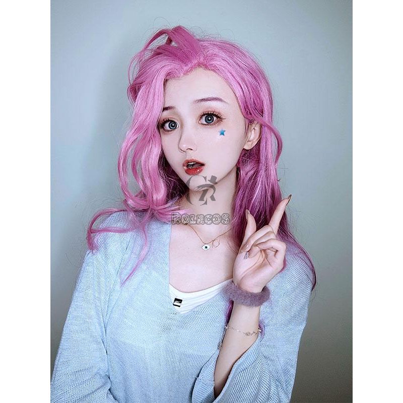 LOL KDA BADDEST Seraphine Pink Mixed Purple Long Cosplay Wigs