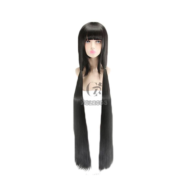 120cm Danganronpa V3 Harukawa Maki Black Long Cosplay Wigs