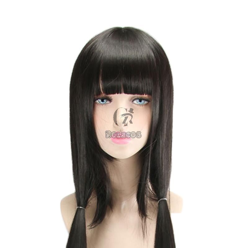 120cm Danganronpa V3 Harukawa Maki Black Long Cosplay Wigs
