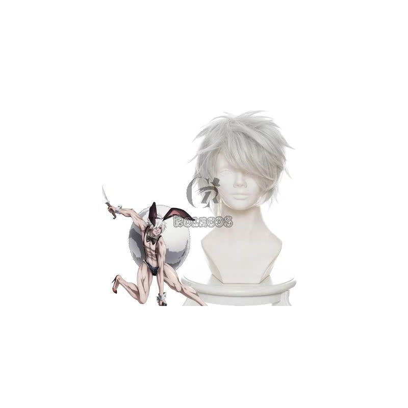 12 Taisen Juuni Taisen Usagi Silver Short Cosplay Wig
