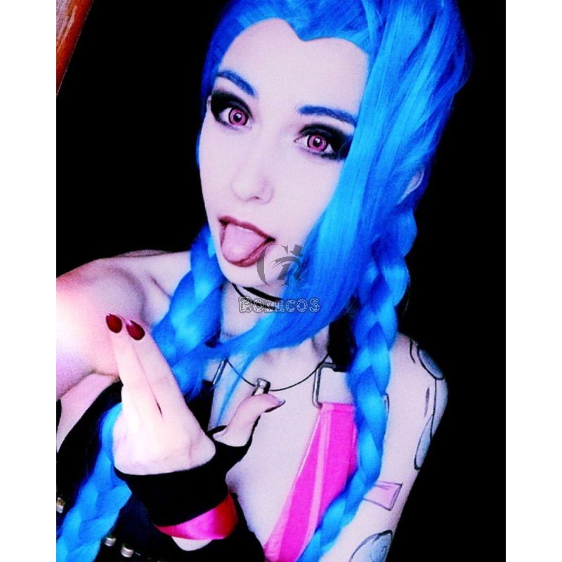 130cm Anime LOL Arcane Jinx Blue Cosplay Wigs