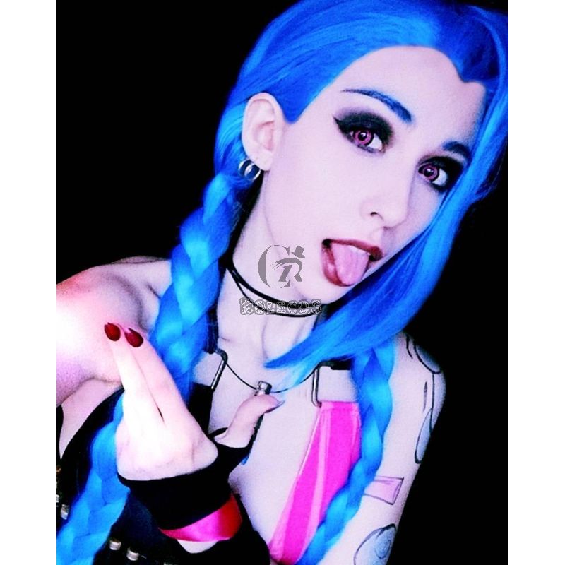 130cm Anime LOL Arcane Jinx Blue Cosplay Wigs