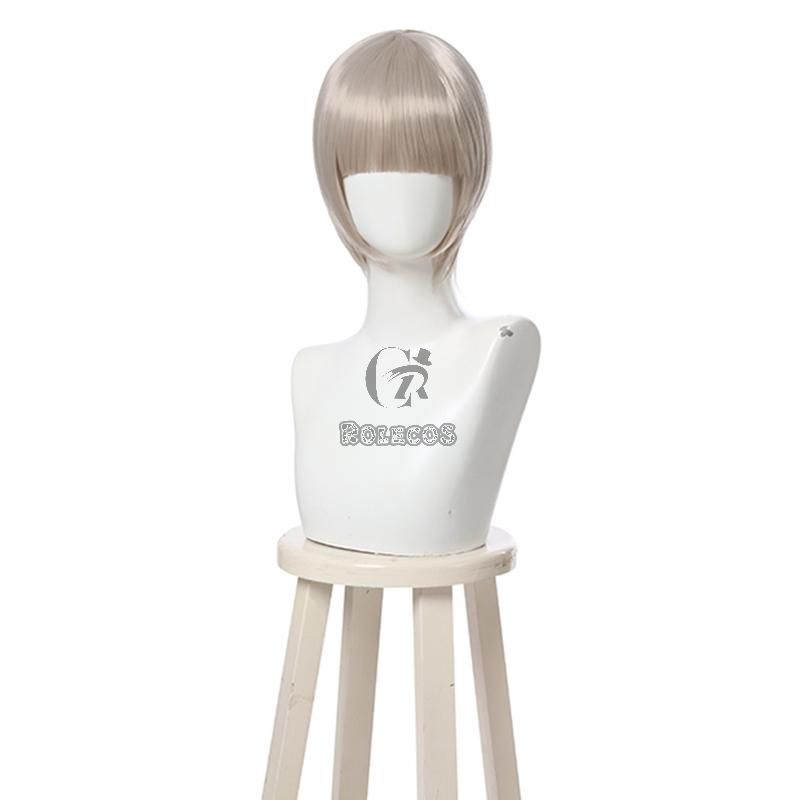 28cm Kakegurui Momobami Kirari Synthetic Silver Cosplay Wigs