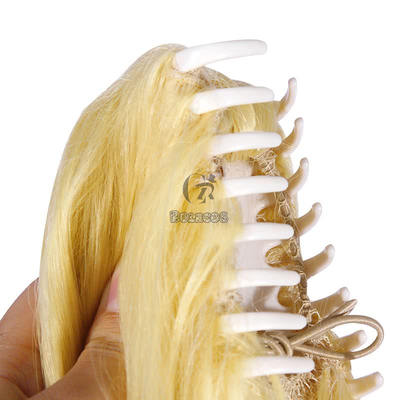 45cm Kakegurui Saotome Meari Synthetic Yellow Cosplay Wigs