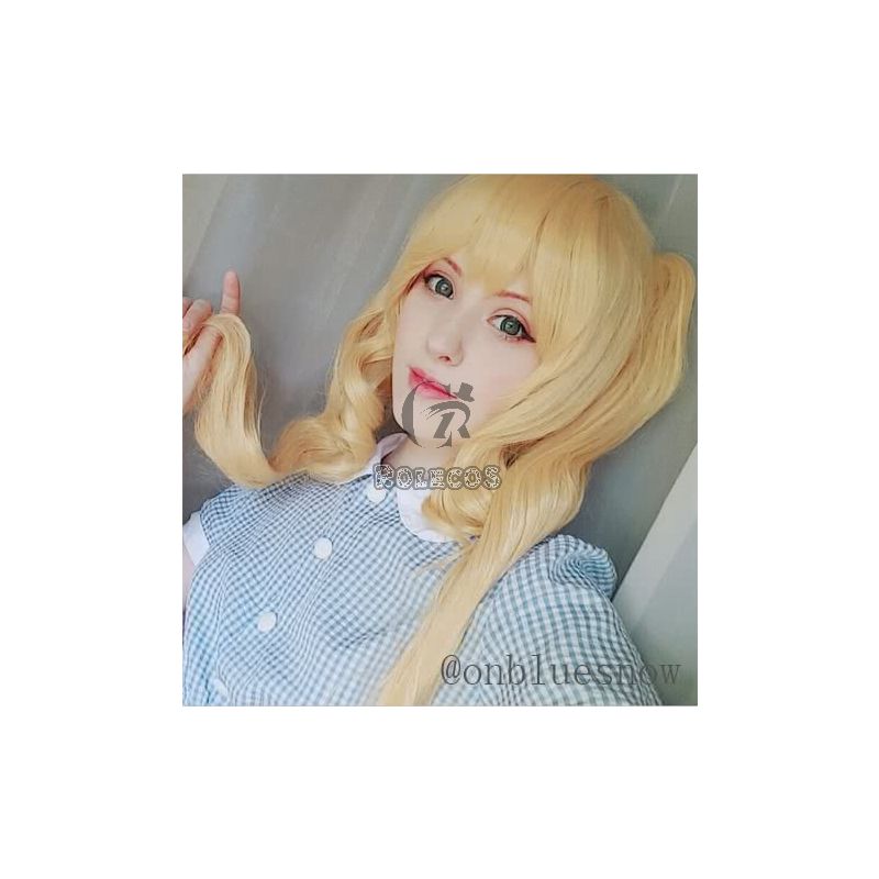  KILL LA KILL Nui Wallpaper Long Culry Blonde Synthetic  Cosplay Wigs 