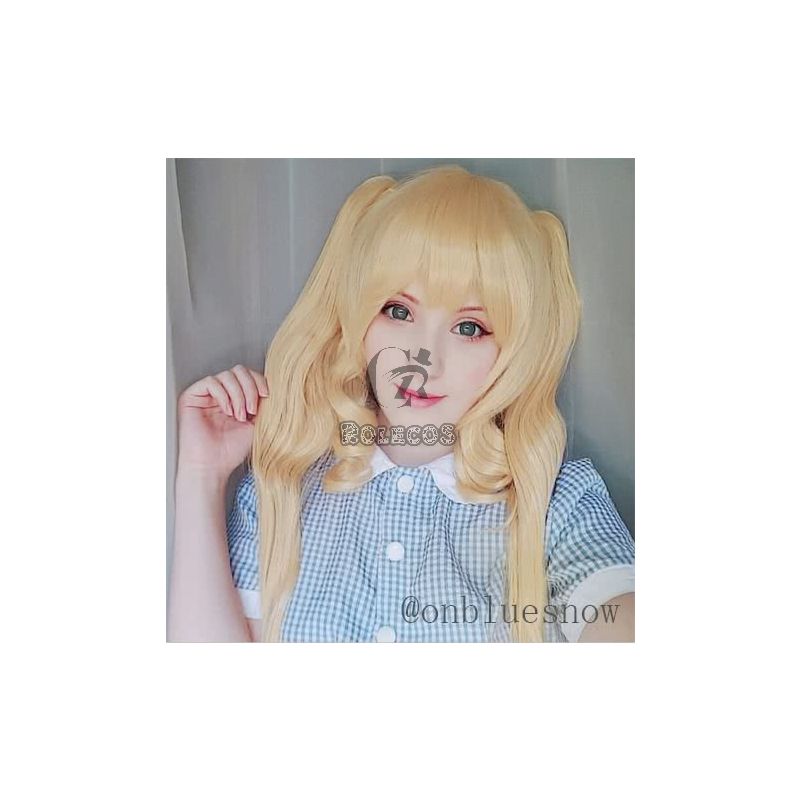  KILL LA KILL Nui Wallpaper Long Culry Blonde Synthetic  Cosplay Wigs 