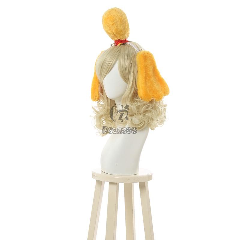 Animal Crossing Isbelle Long Curly Blond Cosplay Wigs