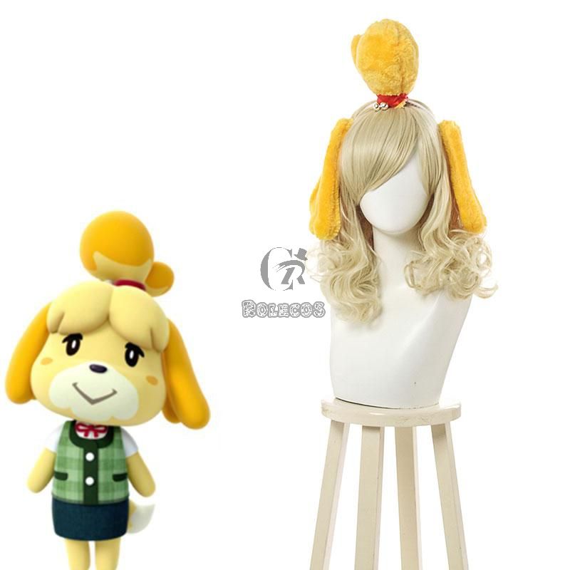 Animal Crossing Isbelle Long Curly Blond Cosplay Wigs