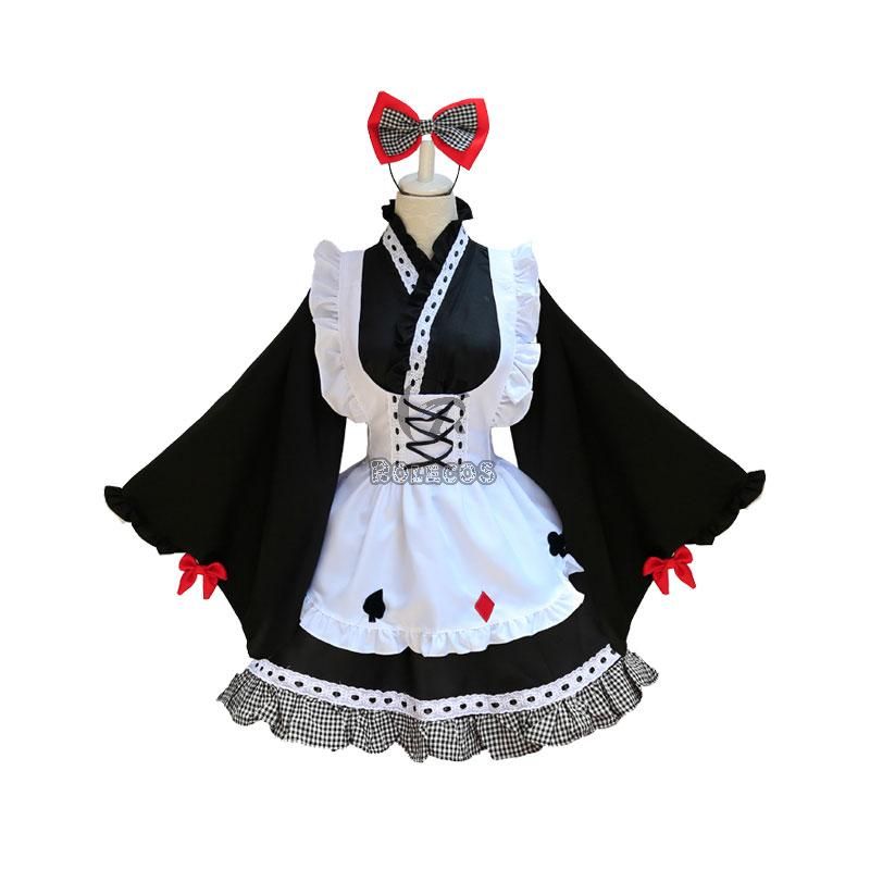 Anime Maid Cute Kimono Cosplay Costume 