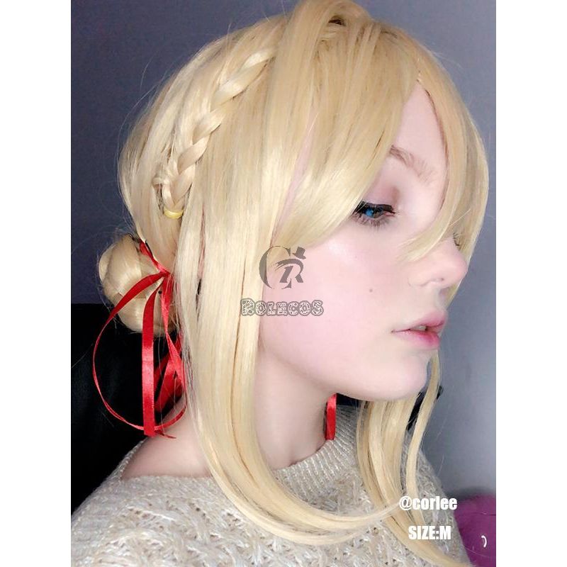 Anime Violet Evergarden Violet Evergarden Synthetic Short Blonde Cosplay Wigs