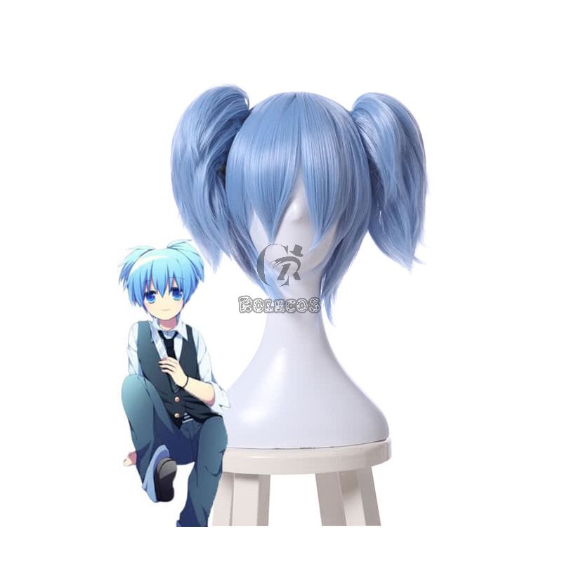  Assassination Classroom Shiota Nagisa Blue Fade White Wig