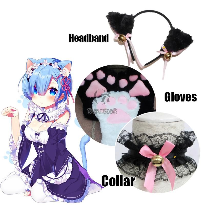 Black And White Cat Ears Tail Cat Claw Cos Props Headwear Cosplay