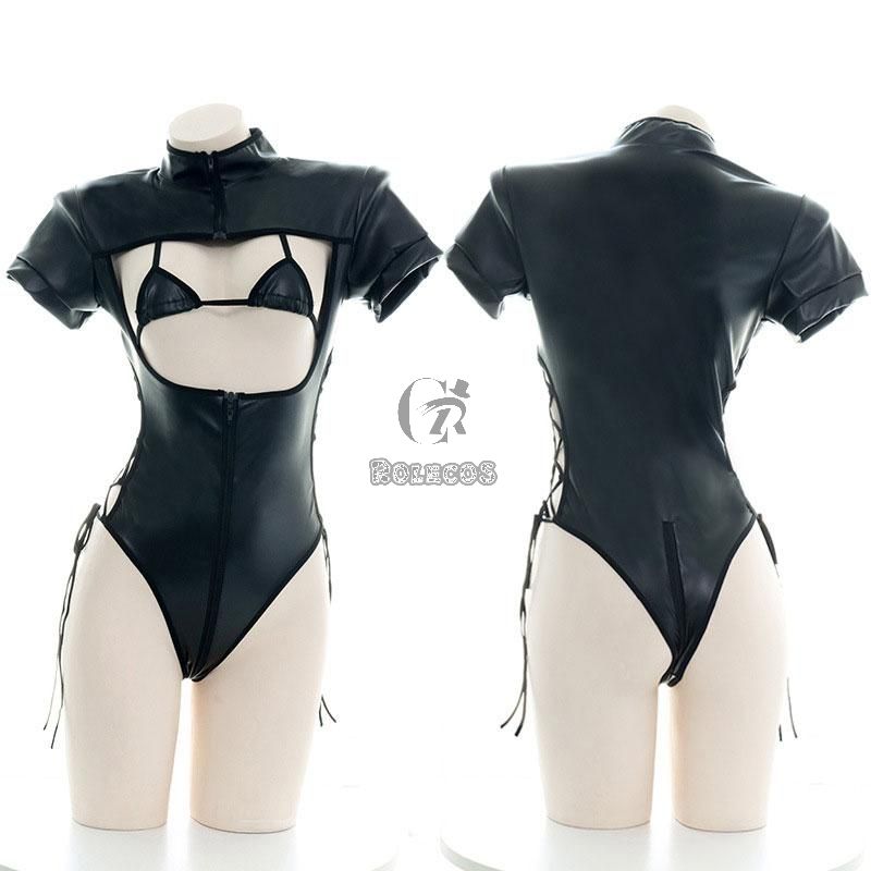 Black Bodysuit Tights Sexy Lingerie Cosplay Costume 
