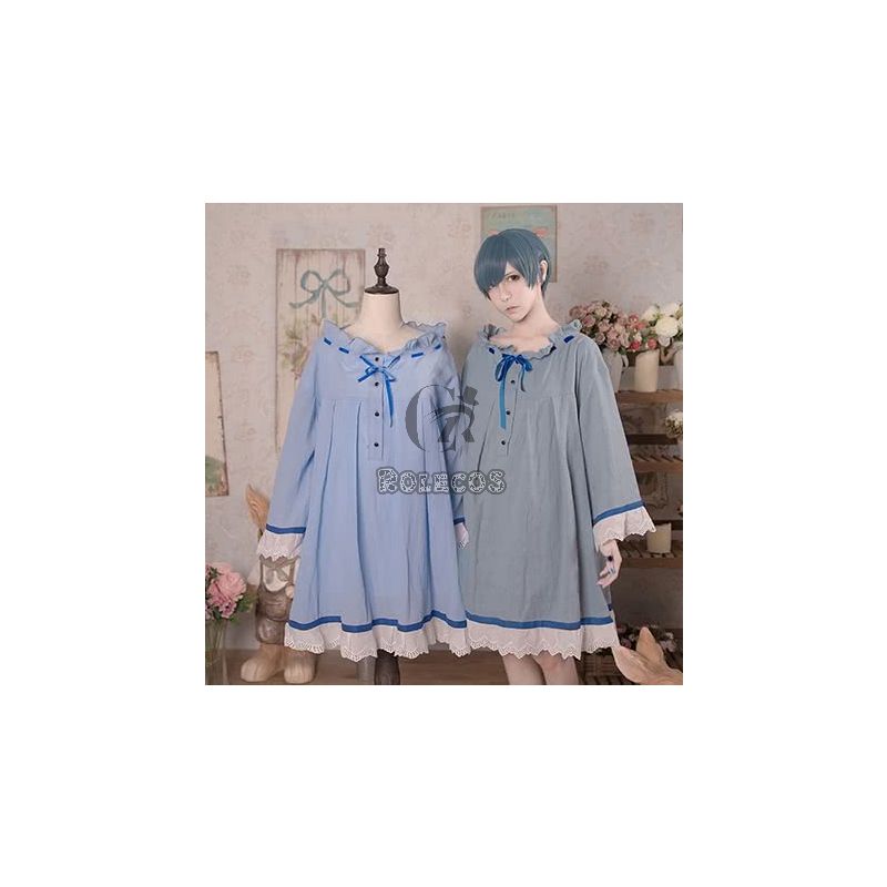 Black Butler Ciel Phantomhive Blue Retro nightdress Cosplay Costume