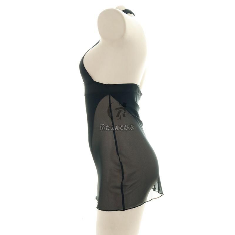 Black High Fork Translucent Sexy Lingerie Cosplay Costume