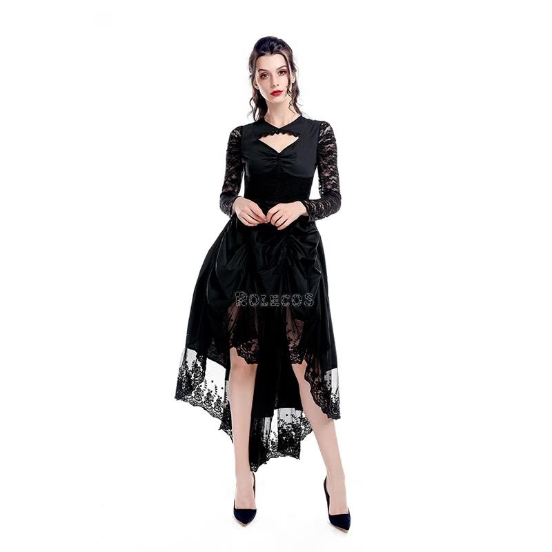 Black Sexy Gothic Victorian Dress Cosplay Costumes-1
