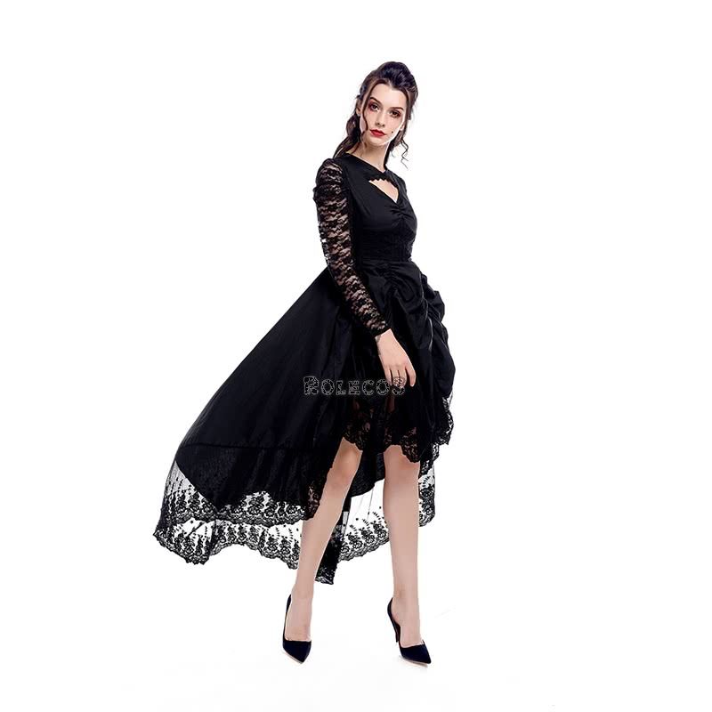 Black Sexy Gothic Victorian Dress Cosplay Costumes-4