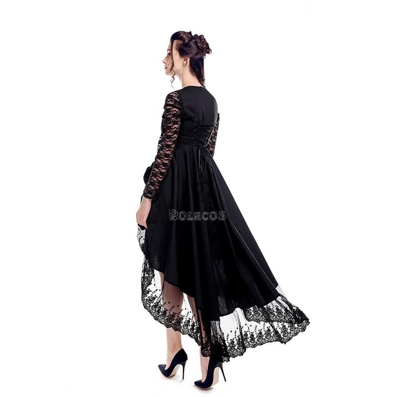Black Sexy Gothic Victorian Dress Cosplay Costumes-5