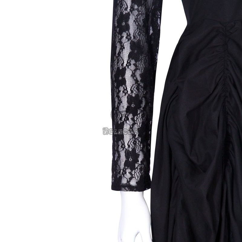 Black Sexy Gothic Victorian Elegant Dress With Waistband Cosplay Costumes-8
