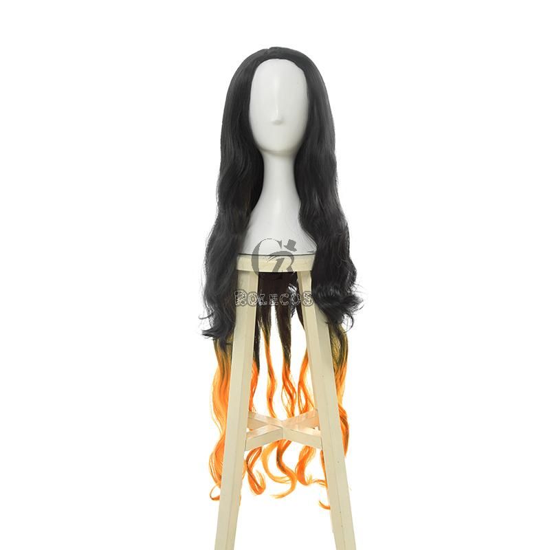 Blade of Demon  Kimetsu no Yaiba Nezuko Kamado Black Brown Long Wave Cosplay Wigs