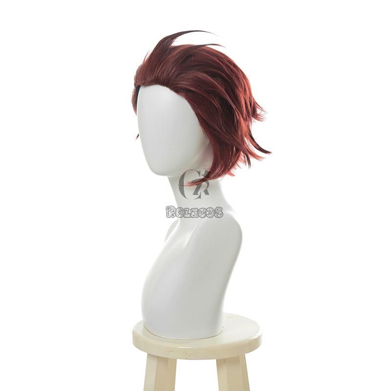Blade of Demon  Kimetsu no Yaiba Tanjirou Kamado Red Black Cosplay Wigs