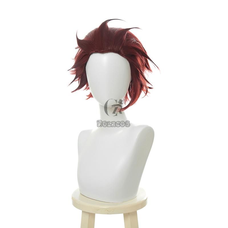 Blade of Demon  Kimetsu no Yaiba Tanjirou Kamado Red Black Cosplay Wigs