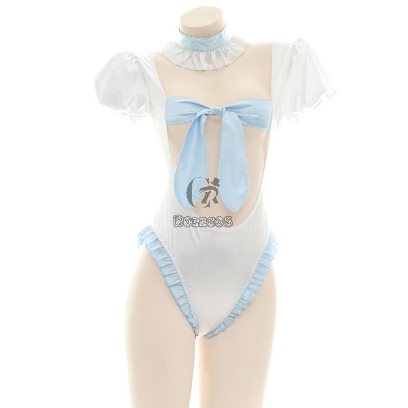 Blue Backless Bow-Knot Underwear Cosplay Costume