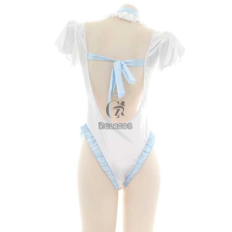 Blue Backless Bow-Knot Underwear Cosplay Costume