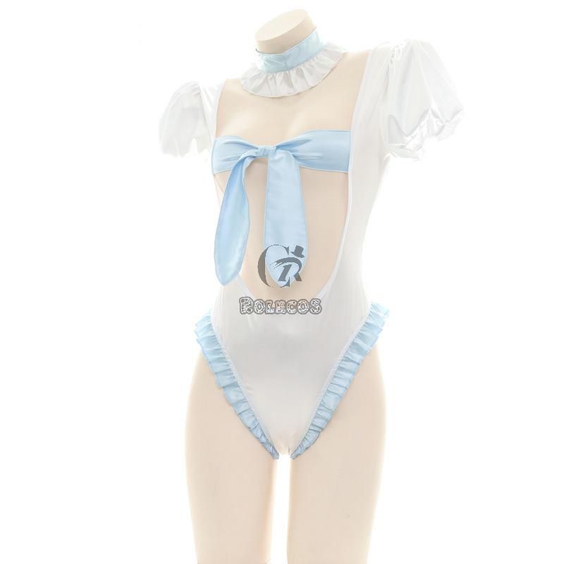 Blue Backless Bow-Knot Underwear Cosplay Costume