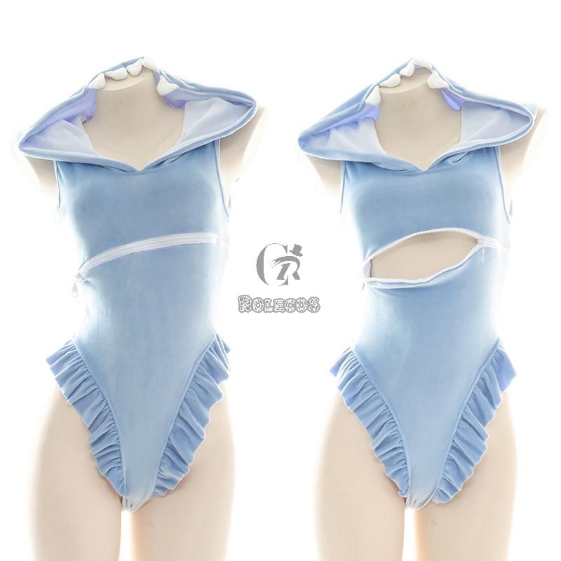 Blue Plush Shark One Piece Sweatshirt Cosplay Costume