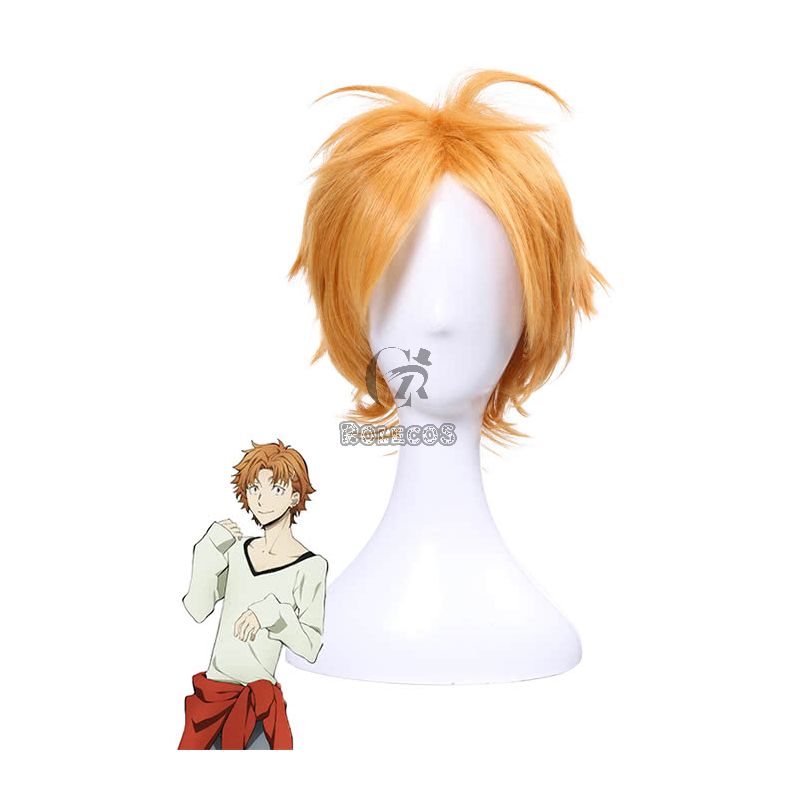 Bungou Stray Dogs Junichiro Tanizaki Anime Orange Brown Short Layered Cosplay Wigs